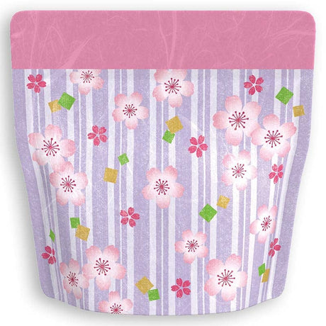 Yoshimura Pack 10157 Resealable Washi Paper Bag Sakura In Purple 桜の花柄 - yumenet.live